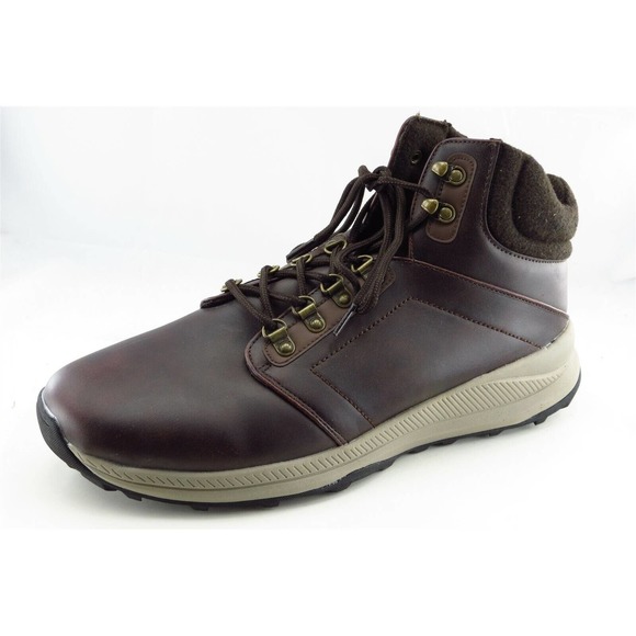 Khombu Boots Sz 13 M Brown Round Toe Hiking Synthetic Men‎ - Picture 1 of 7